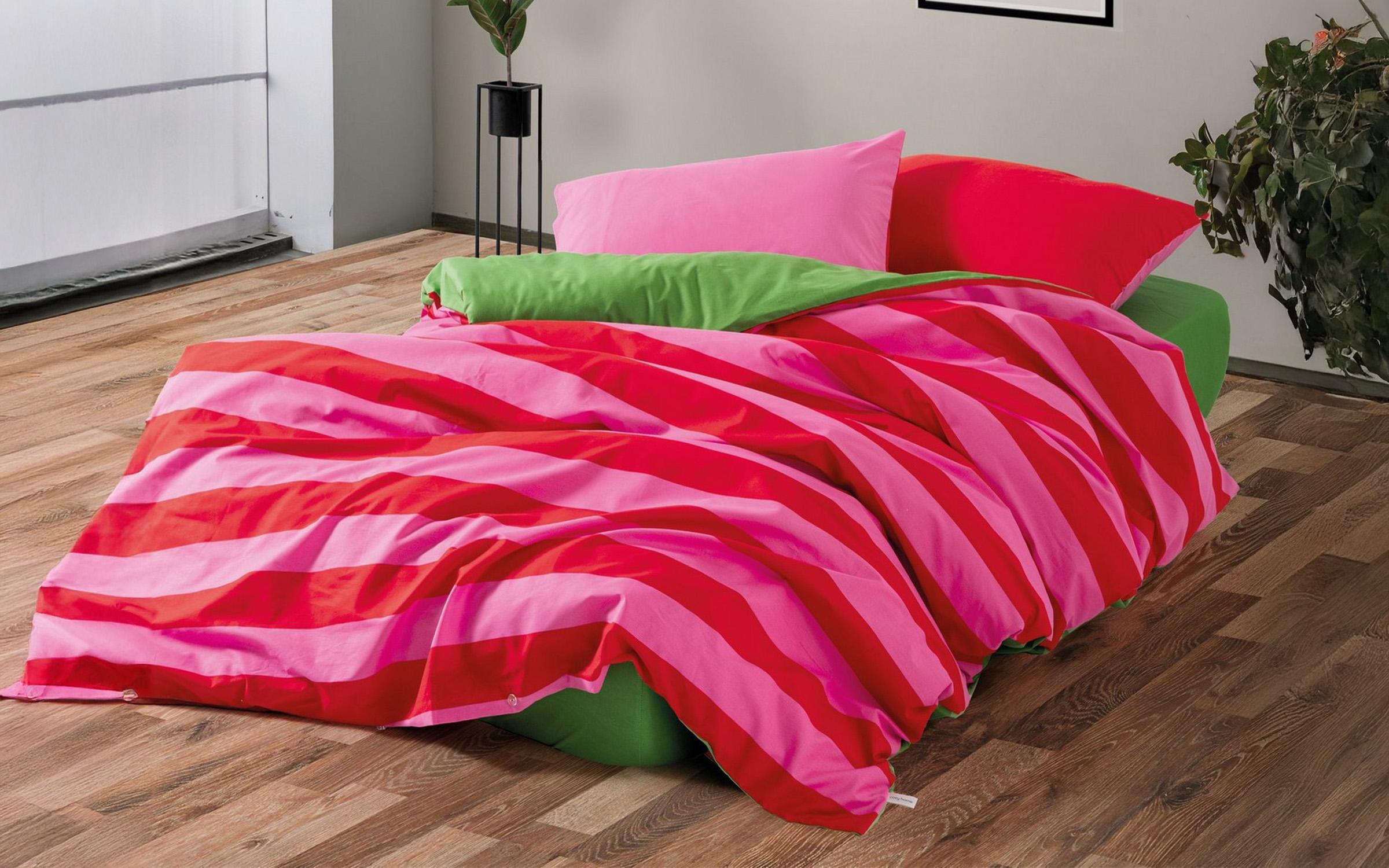 4 parts 200/220 cm; Ranforce 100% Cotton Bed linen Cherie, pink  1